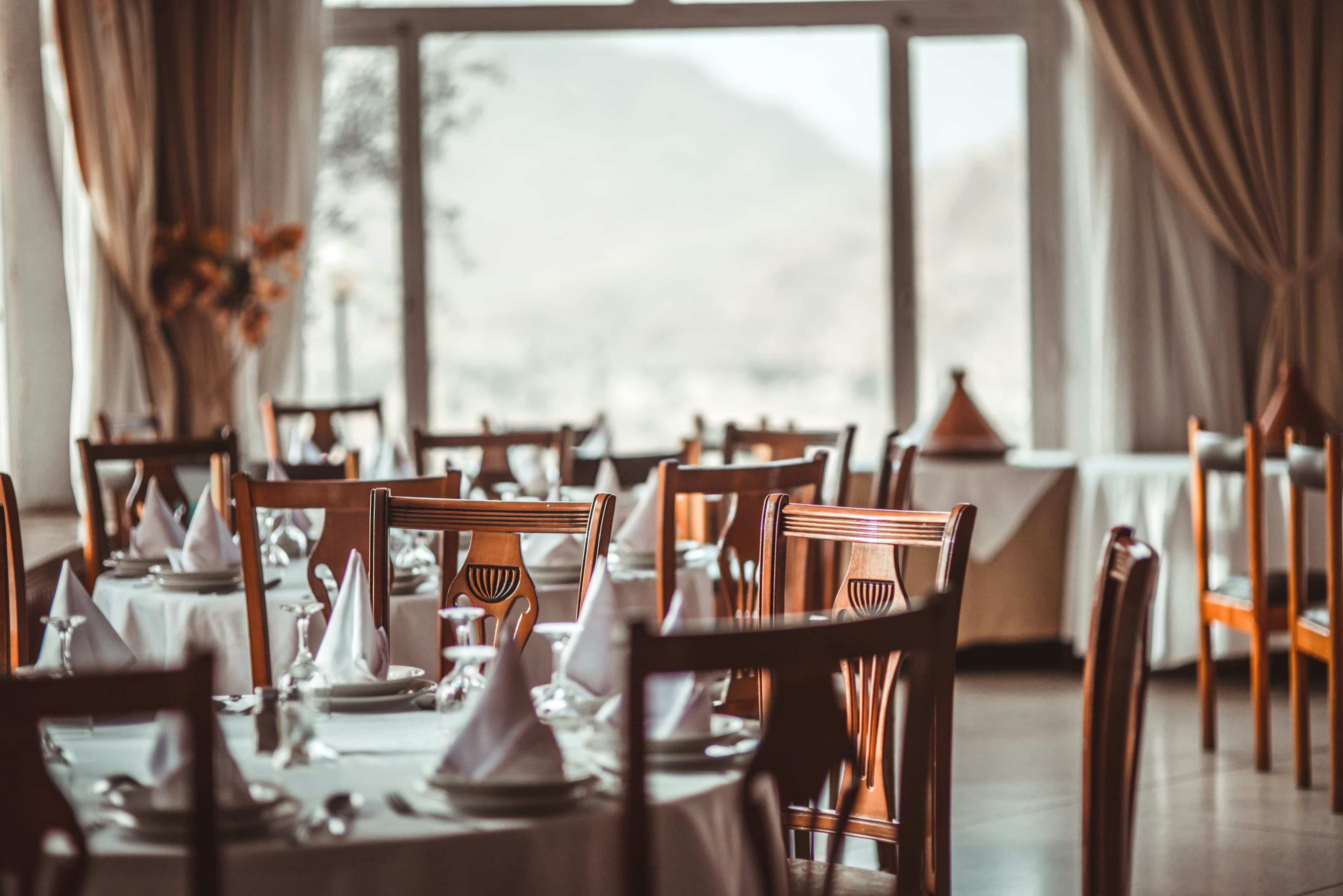Tables arranged in an elegant restaurant