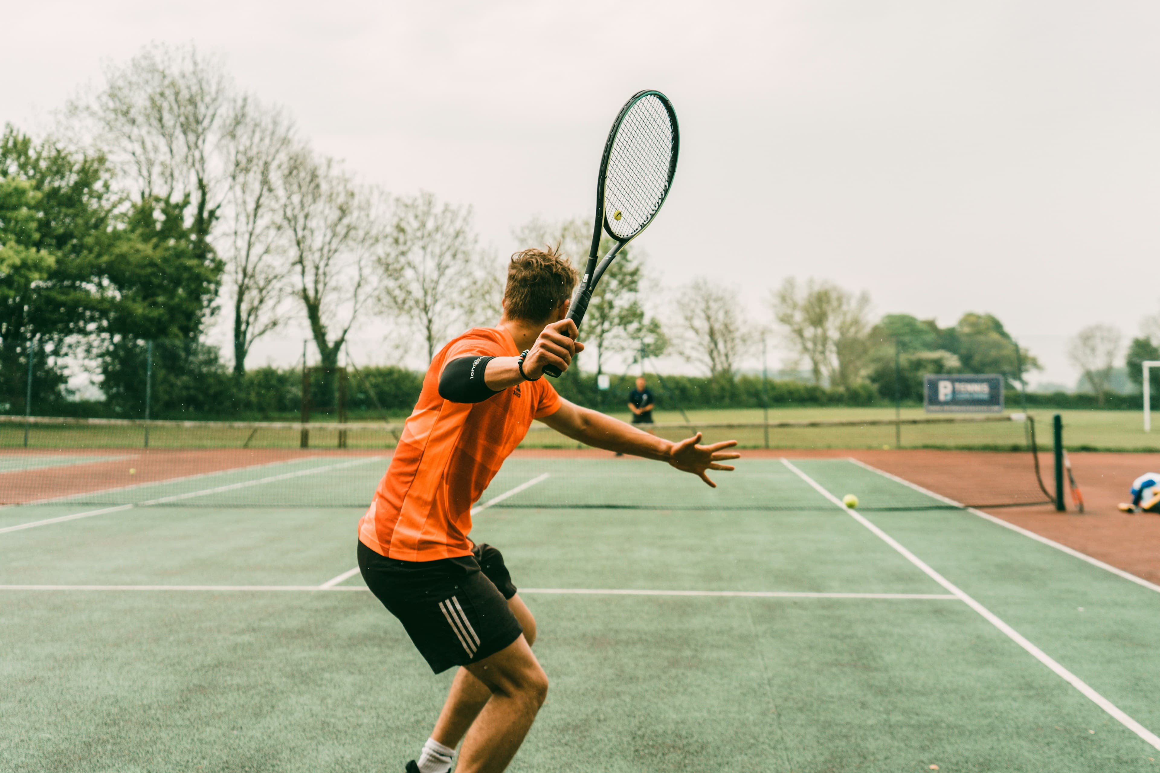 A tennis player on a court