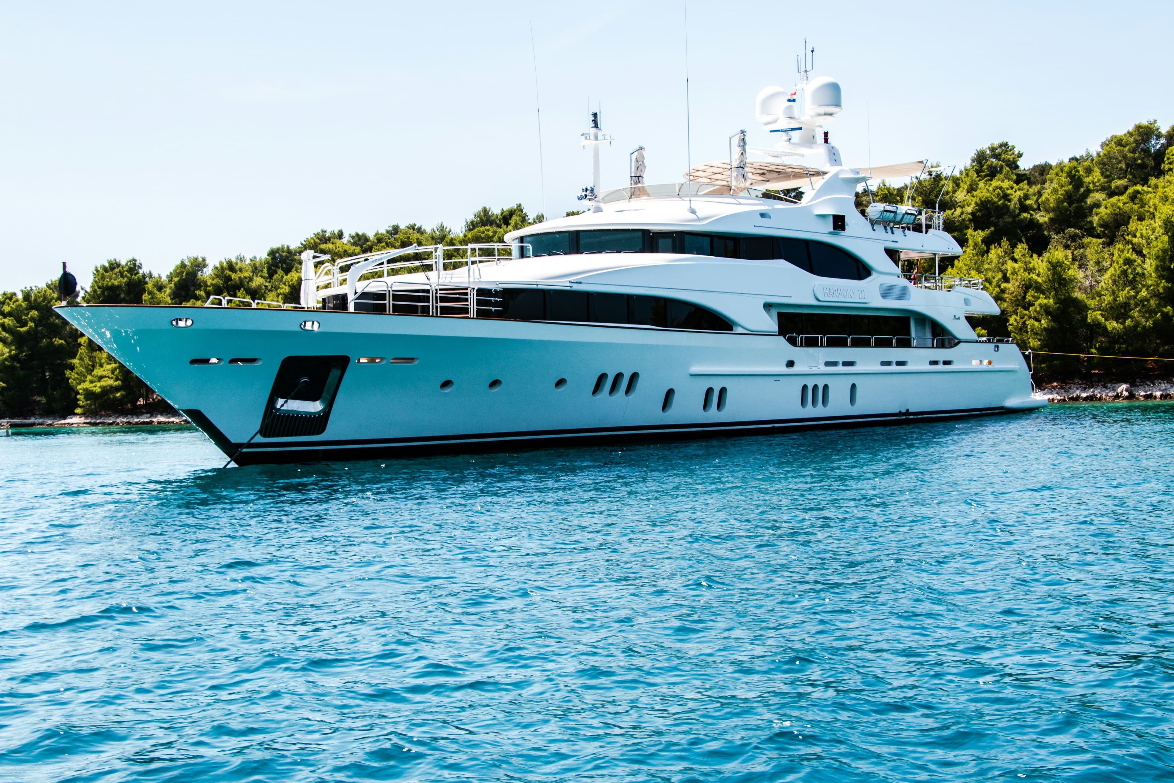 A white yacht at sea